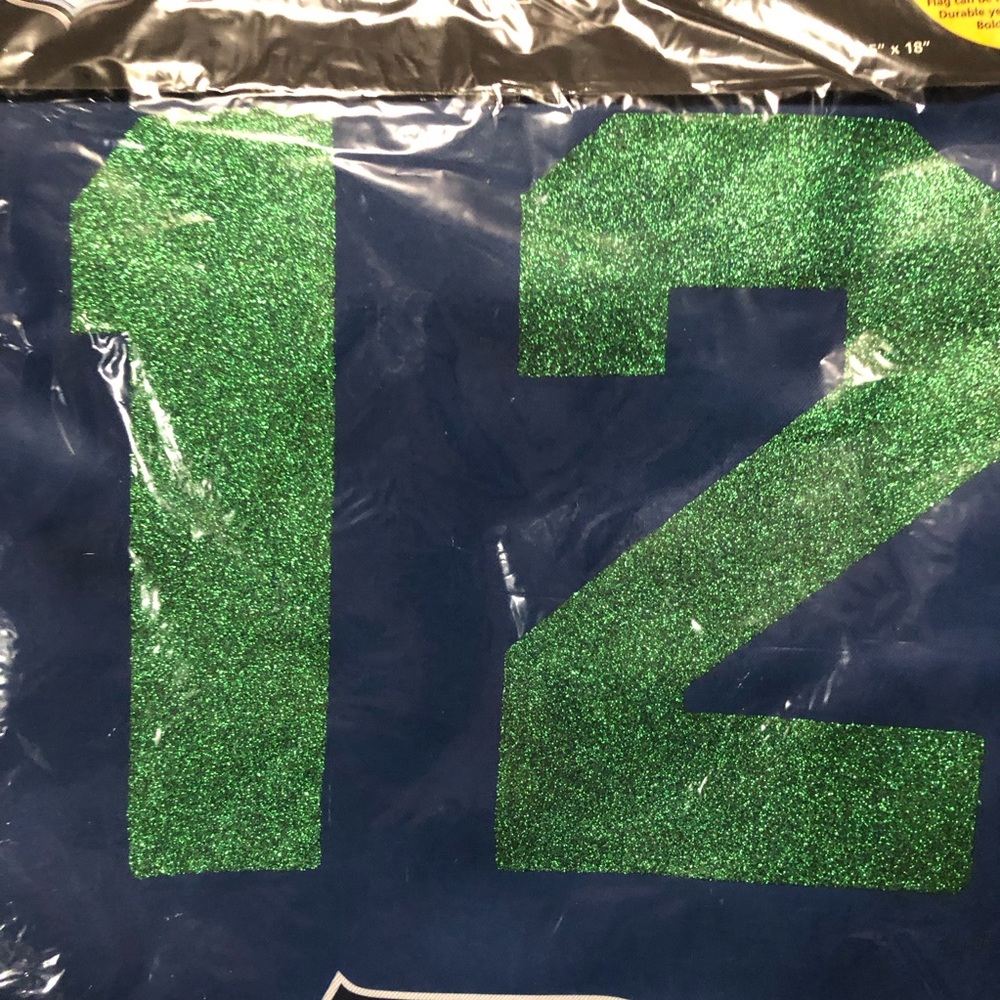 NFL Seattle Seahawks Decor Flag 12s Suede Glitter 2 Sided New c. 2014 12.5x18" - Picture 5 of 13